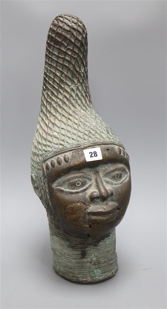 A large Benin style bronze head height 50cm